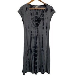 Sahalie Tie Dye Twist Knot Empire Waist Tee Dress Short Sleeve Stretch Soft Knit